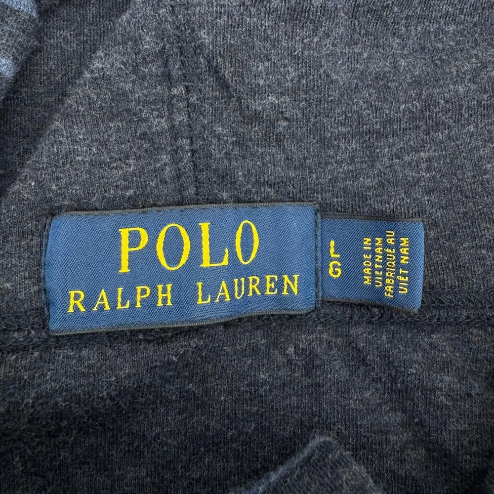 Polo Ralph Lauren Hoodie Mens Large Blue Striped Henley Pullover 710741697003